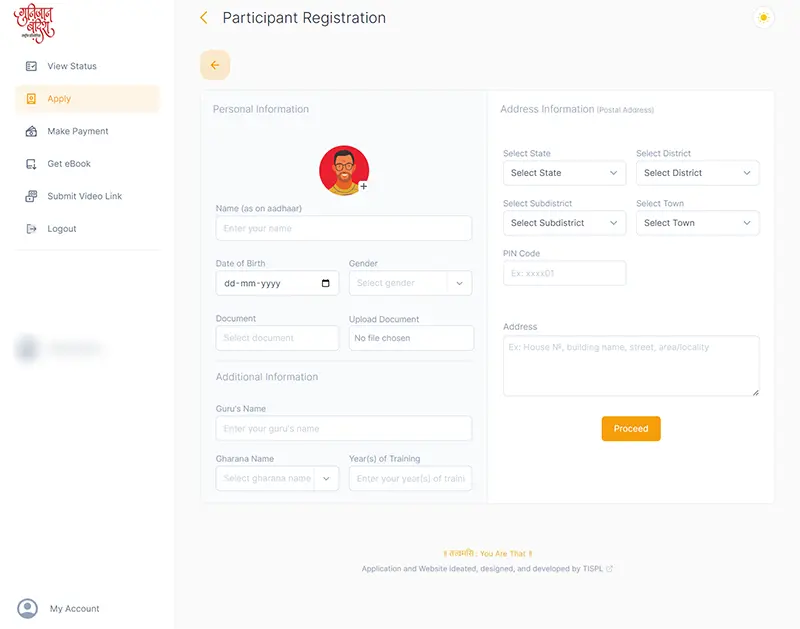 Applicant Participant Registration Gunijaan